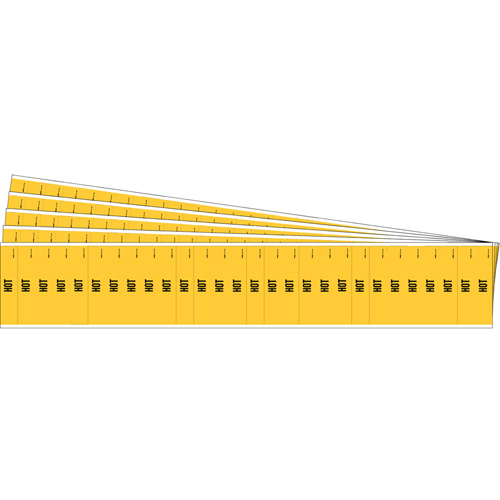 Marqueurs pour tuyau Hot pour semi-conducteurs et tuyaux de produits chimiques, Autocollant, 1/2" h x 2-1/4" la, Noir sur jaune - Brady 91936-PK