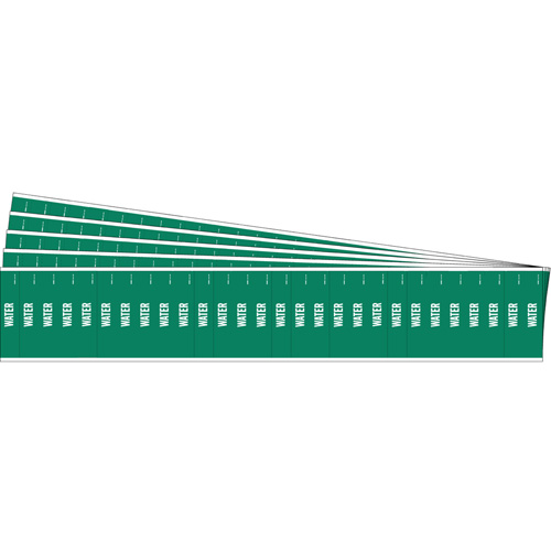 Marqueurs pour tuyau Water pour semi-conducteurs et tuyaux de produits chimiques, Autocollant, 1/2" h x 2-1/4" la, Blanc/vert - Brady 91981-PK