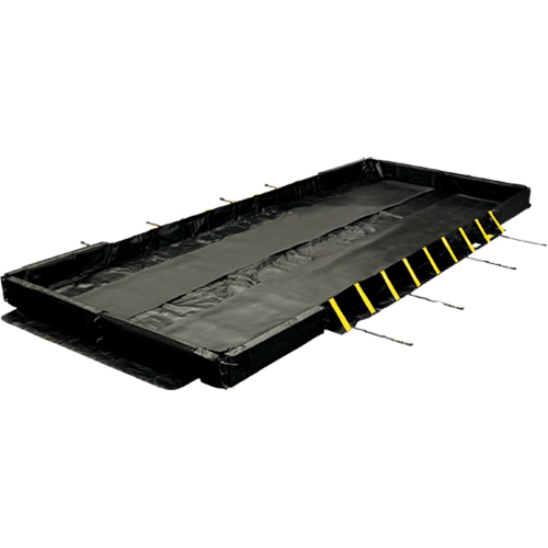 Stinger Collapsible Berm, 1944 US gal. Capacity, 26' W x 10' L x 12" H, Snap-Up Bracket - Enpac 48-10261-BK-SU