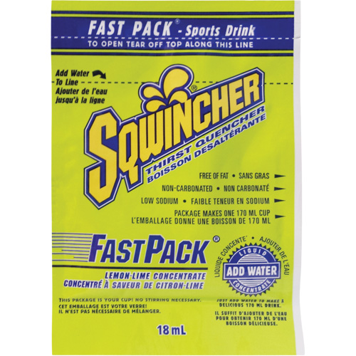 Sqwincher&reg; Rehydration Drink Fast Pack&reg;, Single Serve, Lemon-Lime - Dentec 11082