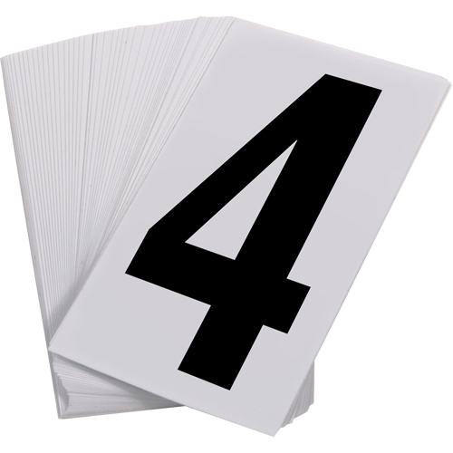 Num&eacute;ros autocollants, 4, 3-1/2" h, Noir sur blanc - Incom Top Tape & Label UNWH4