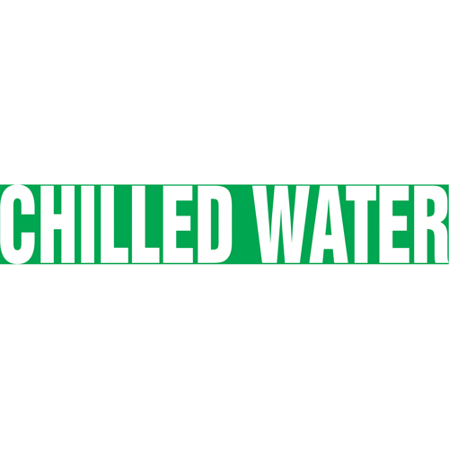 "Chilled Water" Pipe Markers, Self-Adhesive, 2-1/2" H x 12" W, White on Green - Accuform NMC RPK199SSD