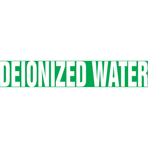 "Deionized Water" Pipe Markers, Self-Adhesive, 2-1/2" H x 12" W, White on Green - Accuform NMC RPK253SSD