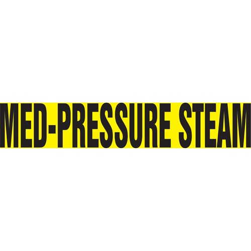 "Med-Pressure Steam" Pipe Marker, Self-Adhesive, 2-1/2" H x 12" W, Black on Yellow - Accuform NMC RPK515SSD