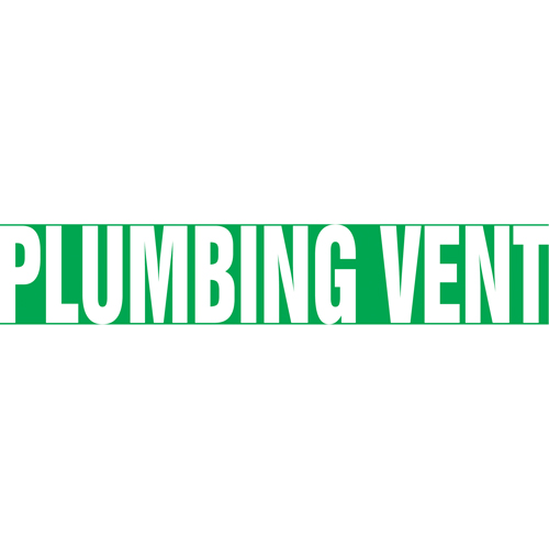 Marqueur de tuyau "Plumbing Vent", Autocollant, 2-1/2" h x 12" la, Blanc/vert - Accuform NMC RPK567SSD