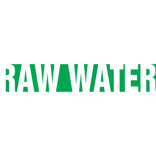 "Raw Water" Pipe Marker, Self-Adhesive, 2-1/2" H x 12" W, White on Green - Accuform NMC RPK597SSD