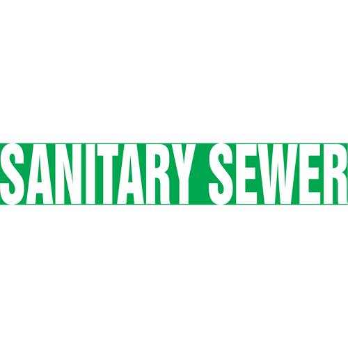 "Sanitary Sewer" Pipe Marker, Self-Adhesive, 4" H x 24" W, White on Green - Accuform NMC RPK623SSH