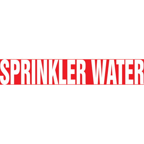 "Sprinkler Water" Pipe Marker, Self-Adhesive, 1-1/2" H x 8" W, White on Red - Accuform NMC RPK665SSB