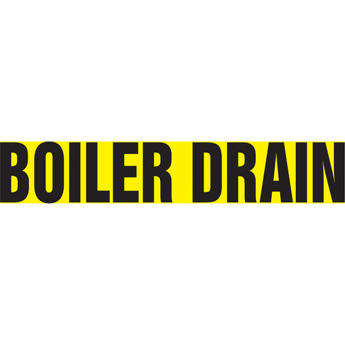 Marqueur de tuyau "Boiler Drain" Snap Tite, &agrave; pression, 6" h x 8" la, Noir sur jaune - Accuform NMC RPK161STA