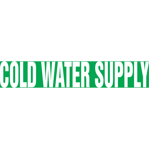 Snap Tite "Cold Water Supply" Pipe Marker, Snap-On, 6" H x 8" W, White on Green - Accuform NMC RPK223STA