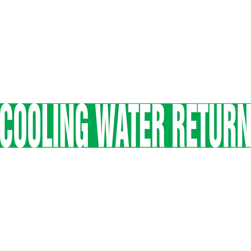 Snap Tite "Cooling Water Return" Pipe Marker, Snap-On, 9" H x 8" W, White on Green - Accuform NMC RPK249STB