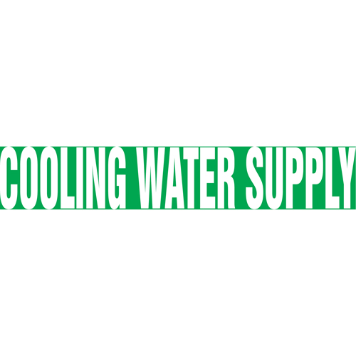 Marqueur de tuyau "Cooling Water Supply" Snap Tite, &agrave; pression, 6" h x 8" la, Blanc/vert - Accuform NMC RPK251STA