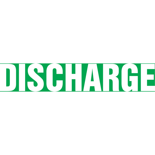 Snap Tite "Discharge" Pipe Marker, Snap-On, 14" H x 12" W, White on Green - Accuform NMC RPK265STC