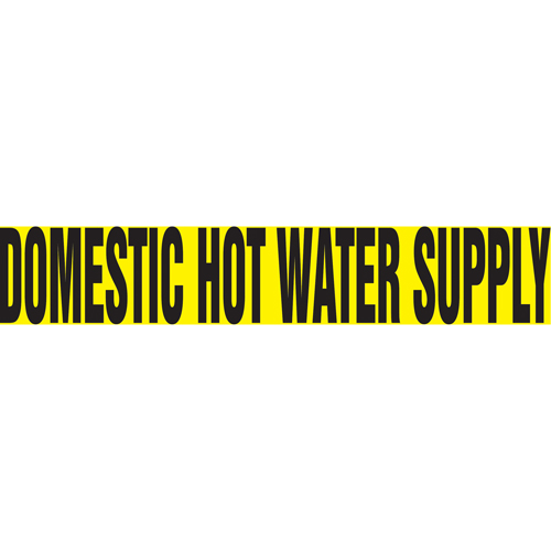 Marqueur de tuyau "Domestic Hot Water Supply" Snap Tite, &agrave; pression, 14" h x 12" la, Noir sur jaune - Accuform NMC RPK289STC