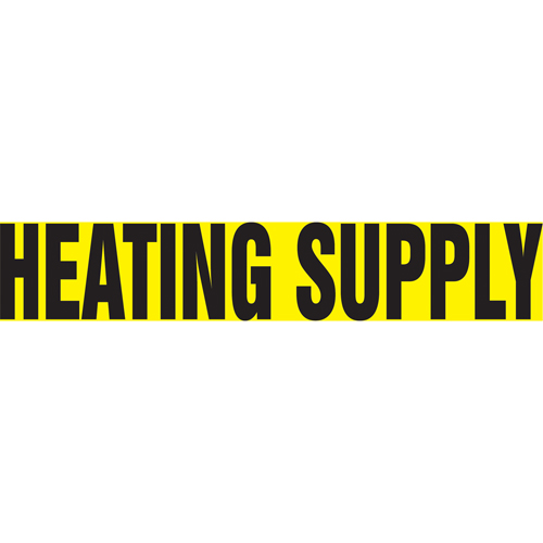 Marqueur de tuyau "Heating Supply" Snap Tite, &agrave; pression, 6" h x 8" la, Noir sur jaune - Accuform NMC RPK389STA