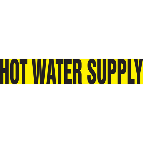 Marqueur de tuyau "Hot Water Supply" Snap Tite, &agrave; pression, 9" h x 8" la, Noir sur jaune - Accuform NMC RPK431STB