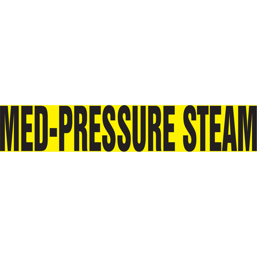 Marqueur de tuyau "Med-Presure Steam" Snap Tite, &agrave; pression, 14" h x 12" la, Noir sur jaune - Accuform NMC RPK515STC