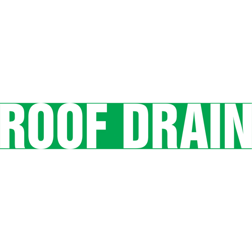 Marqueur de tuyau "Roof Drain" Snap Tite, &agrave; pression, 6" h x 8" la, Blanc/vert - Accuform NMC RPK617STA