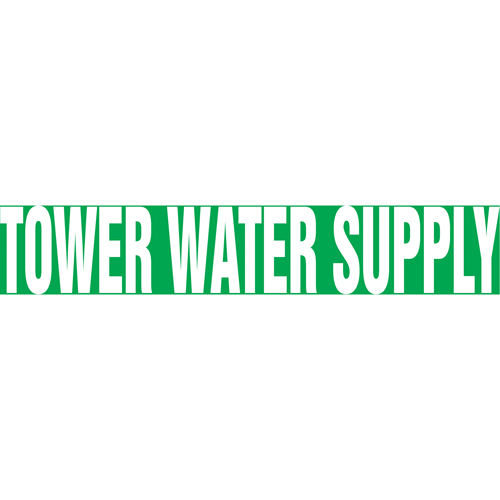 Marqueur de tuyau "Tower Water Supply", Autocollant, 1-1/2" h x 8" la, Blanc/vert - Accuform NMC RPK709SSB