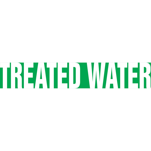 Marqueur de tuyau "Treated Water", Autocollant, 1" h x 8" la, Blanc/vert - Accuform NMC RPK711SSA