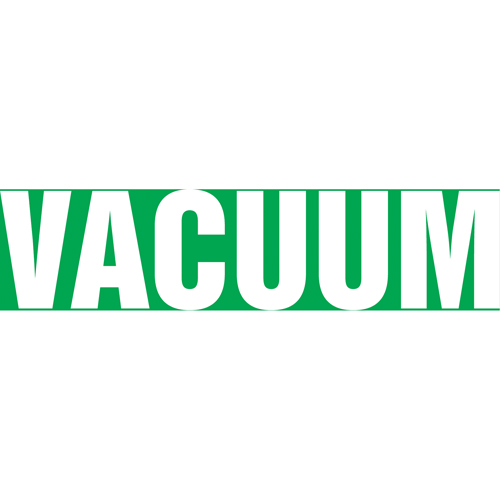 "Vacuum" Pipe Marker, Self-Adhesive, 1-1/2" H x 8" W, White on Green - Accuform NMC RPK719SSB
