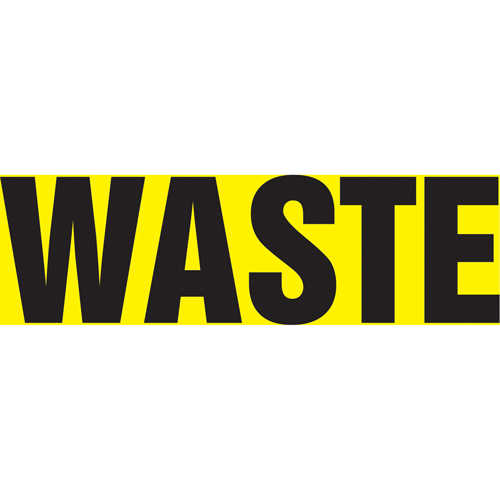 Marqueur de tuyau "Waste", Autocollant, 4" h x 24" la, Noir sur jaune - Accuform NMC RPK727SSH