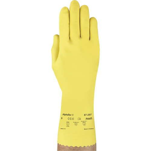 VersaTouch&reg; 297 Gloves, Size Medium/8, 12" L, Rubber Latex, Flock-Lined Inner Lining, 20-mil - Ansell 29711080