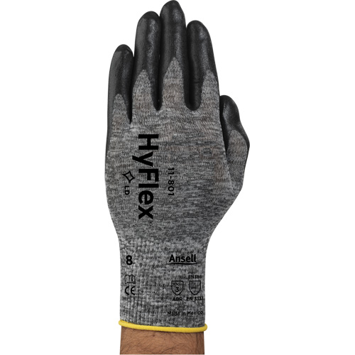 Gants Hyflex 11-801, 11/2T-Grand, R&ecirc;vetement Mousse de nitrile, Calibre 15, Enveloppe en Nylon - Ansell 1180111110