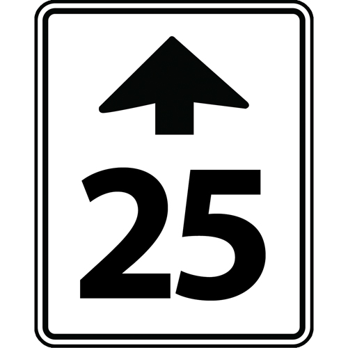 Panneau d'avertissement de limite de vitesse devant, 30" x 24", Aluminium, Bilingue avec pictogramme - Accuform NMC FRR20625RA