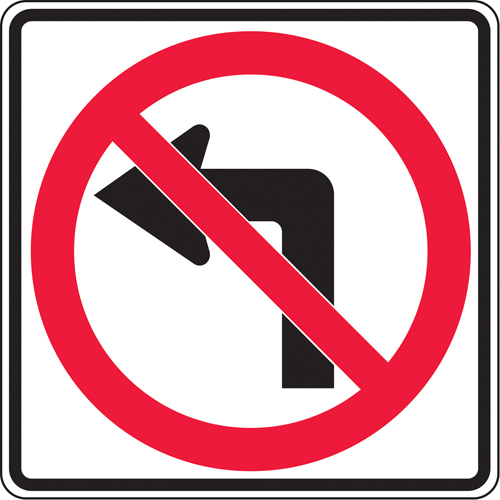 No Left Turns Traffic Sign, 24" x 24", Aluminum, Pictogram - Accuform NMC MR32LRA