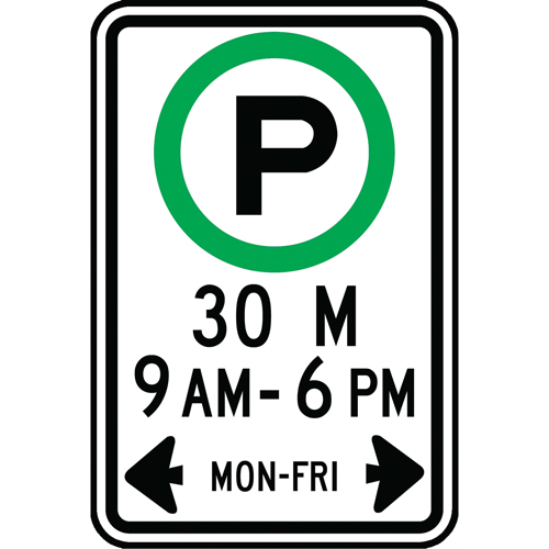 Panneau signalant les heures de stationnement , 18" x 12", Aluminium, Anglais avec pictogramme - Accuform NMC FRP370RA