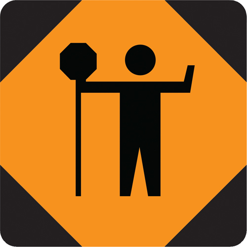 Traffic Control Person Temporary Conditions Sign, 36" x 36", Aluminum, Pictogram - Accuform NMC FRC206HP
