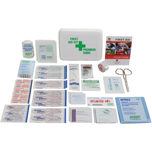 Trousses de premiers soins promotionnelles, Dispositif m&eacute;dical Classe 1, Boîte en plastique - Safecross 01369