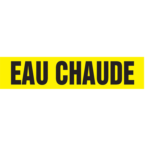 Marqueur de tuyau "Eau Chaude" Snap Tite, &agrave; pression, 6" h x 8" la, Noir sur jaune - Accuform NMC CRPK423STA