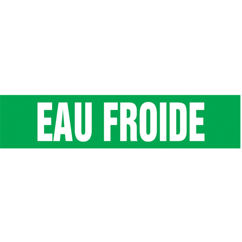 Marqueur de tuyau "Eau Froid", Autocollant, 1" h x 8" la, Blanc/vert - Accuform NMC CRPK217SSA