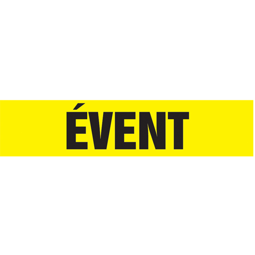 Marqueur de tuyau "&eacute;vent", Autocollant, 4" h x 24" la, Noir sur jaune - Accuform NMC CRPK721SSH
