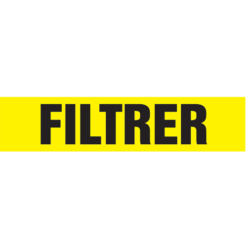 "Filtrer" Pipe Marker, Self-Adhesive, 1" H x 8" W, Black on Yellow - Accuform NMC CRPK317SSA