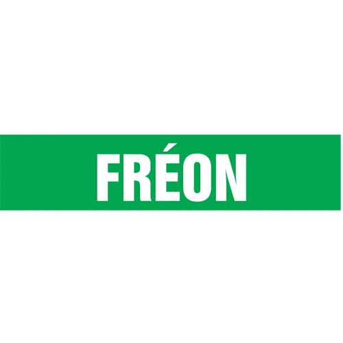 Marqueur de tuyau "Fr&eacute;on", Autocollant, 4" h x 24" la, Blanc/vert - Accuform NMC CRPK329SSH