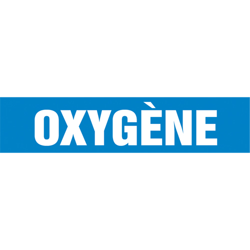 "Oxyg&egrave;ne" Pipe Marker, Self-Adhesive, 1-1/2" H x 8" W, White on Blue - Accuform NMC CRPK557SSB