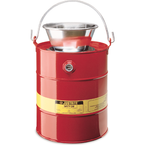 Drain Can, Steel, 5 US gal., Red, FM Approved - Justrite 10905