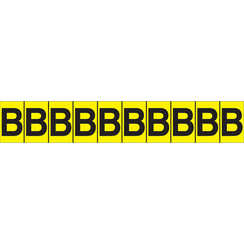 Rep&egrave;res adh&eacute;sifs &agrave; lettres individuelles, B, 1" h, Noir sur jaune - Accuform NMC NCH601BYL