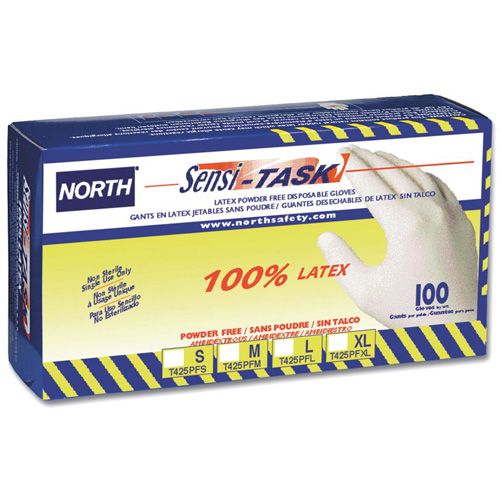 North&reg; Sensi-Task Disposable Gloves, Small, Latex, 5-mil, Powder-Free, White - PIP Global Safety T425PF/S