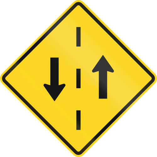 Panneaux de signalisation deux voies, 24" x 24", Aluminium, Anglais -  