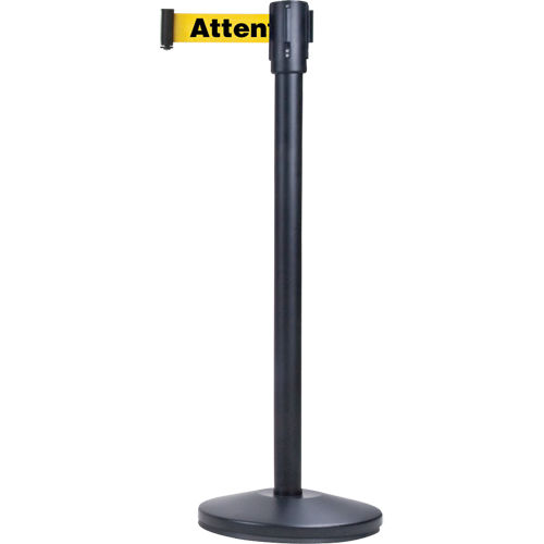 Free-Standing Crowd Control Barrier, Steel, 35" H, Yellow Tape, 7' Tape Length - Zenith Safety Products 