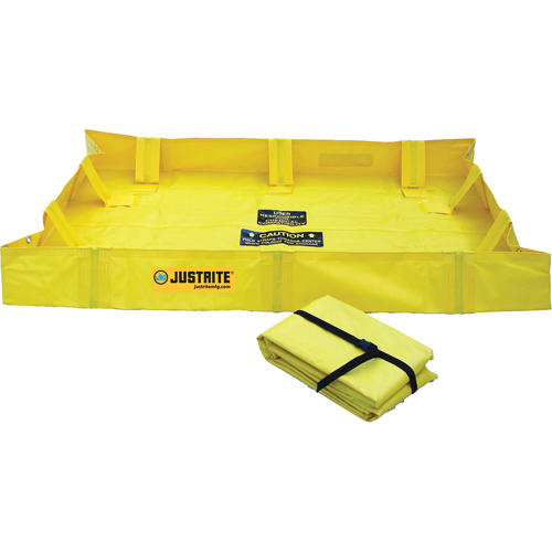 Berme de confinement Lite QuickBerm , Capacit&eacute; 79 gal., 4' la x 4' lo x 8" h, Support &agrave; encliqueter - Justrite 28556
