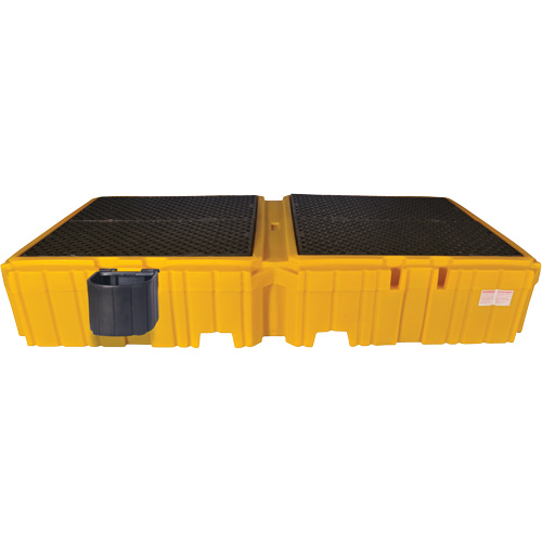 Ultra-Twin IBC Spill Pallet&reg; with Drain, 535 US gal. Spill Capacity, 124.5" x 61.625" x 22" - Ultratech 1146