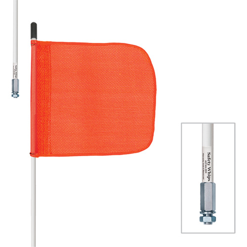 Tiges de s&eacute;curit&eacute; robustes Safety Whip, Fixation Filet&eacute;, Hauteur 6', Orange - Driver Industrial Safety W06NP-M