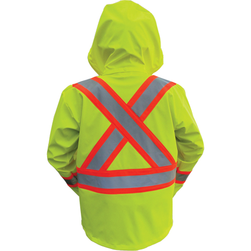 Hi-Vis FR/PU Safety Rain Jackets, Small, High Visibility Lime-Yellow - Viking 6055FRJG-S