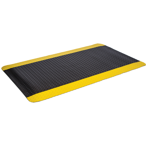Industrial Deck Plate Mats, Diamond, 4' x 32' x 9/16", Black/Yellow, PVC - Mat Tech CUMR48YBSM-32