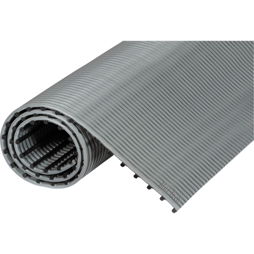 Sheer-Grip Mats, Slotted, 2' x 33' x 1/2", Grey, PVC - Mat Tech SHGR24GYSM-33